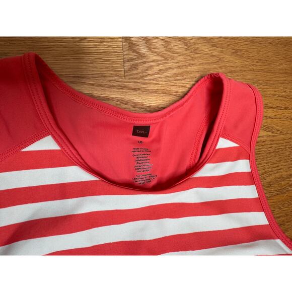 Tea Collection Girls Athletic Tank Top, EUC, Orange Stripe, Kids Sz 10 - Picture 2 of 3